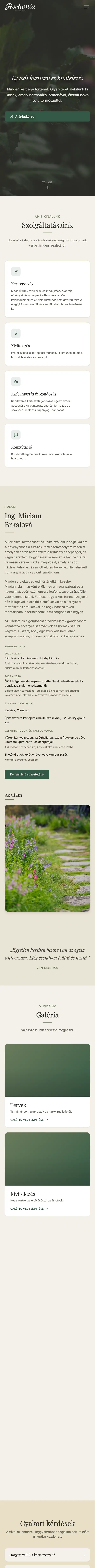 Hortumia: a weboldal nyitóoldala (mobil)