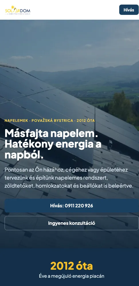 Web solardom.sk, mobil